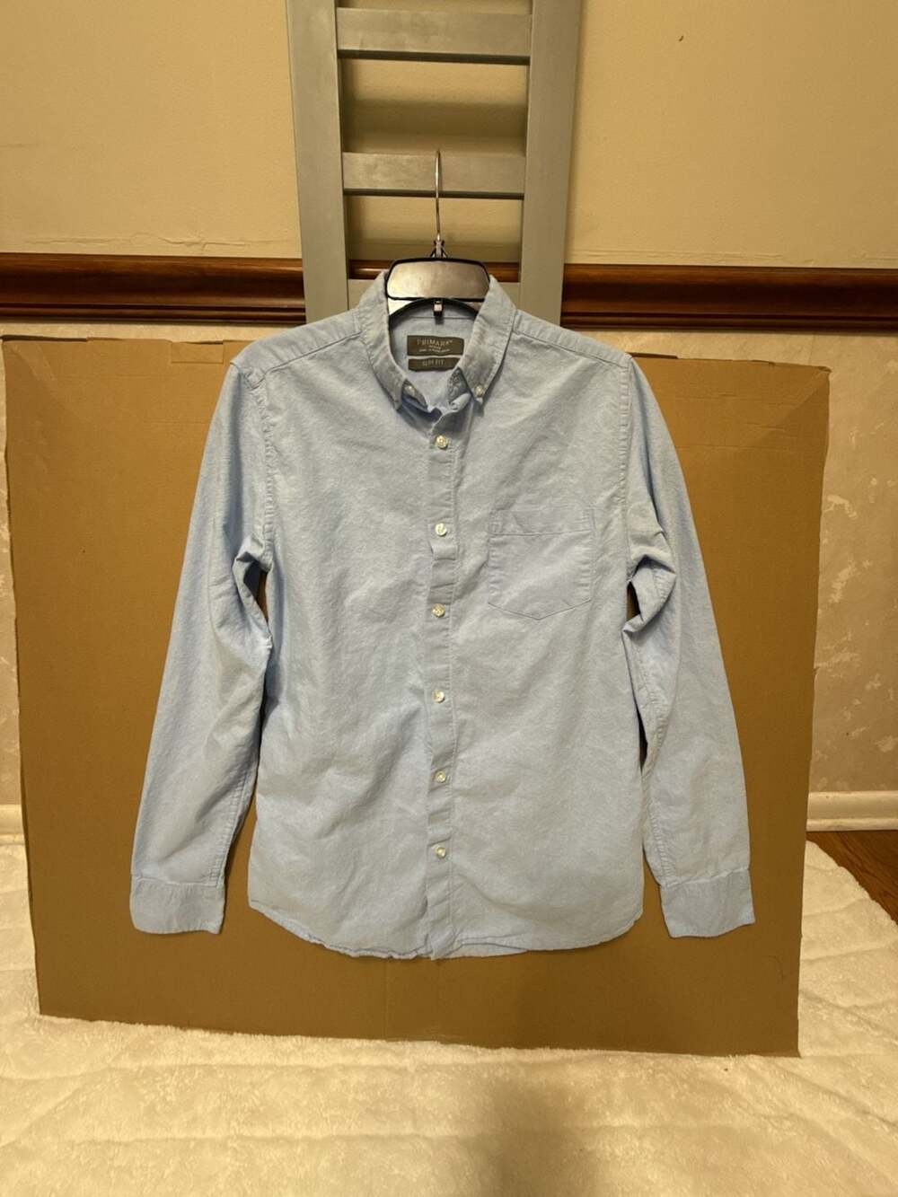 Primark Men's Light Blue Slim Fit Button Down Shirt Size Medium